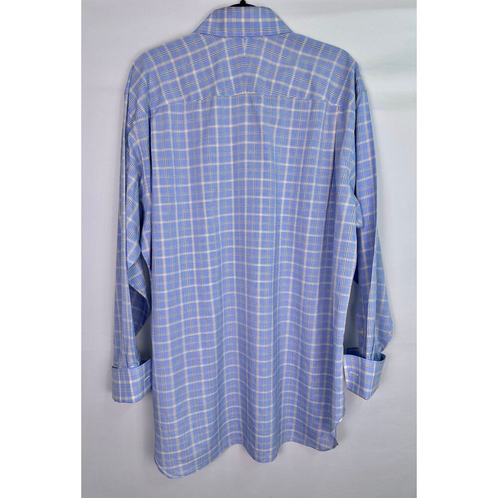 Robert Talbott Blue Plaid Dress Shirt French Cuffs Size XL (17/34) - Picture 3 of 11